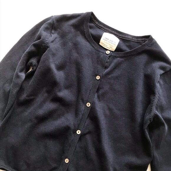 Zara navy blue light knit cardigan EUC 9/10Y - Picture 2 of 4